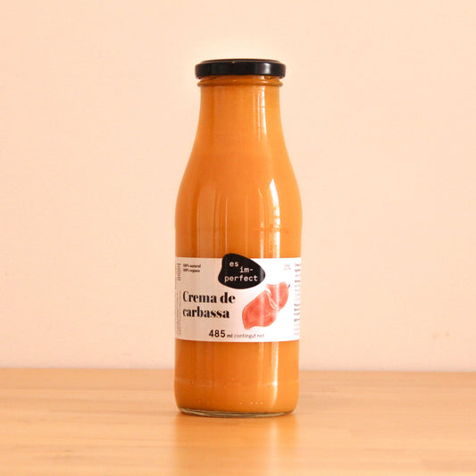 Crema de calabaza y patata 100% natural, tarro de la marca es im-perfect.