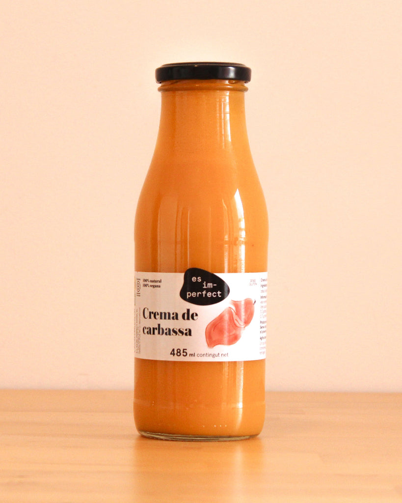 Crema de calabaza y patata 100% natural, tarro de la marca es im-perfect.