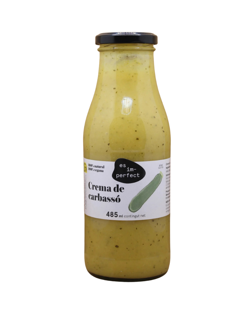 Crema de calabacín natural de la marca im-perfect, presentada en un tazón con textura cremosa y color verde suave.