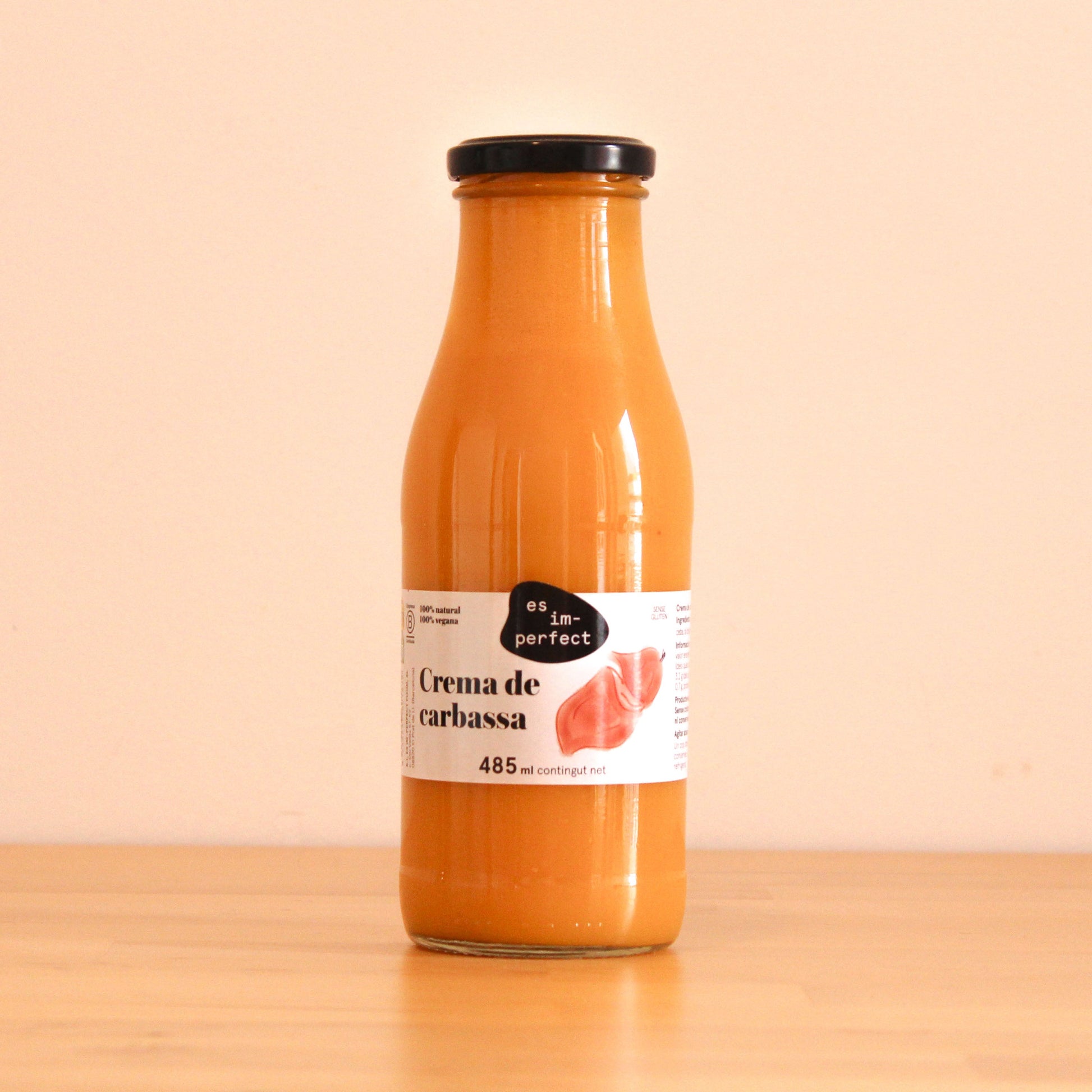 Crema de calabaza y patata 100% natural, tarro de la marca es im-perfect.