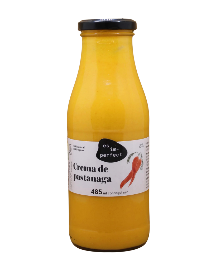 Crema de zanahoria natural de la marca im-perfect en recipiente, lista para aplicar y disfrutar de ingredientes frescos y saludables.