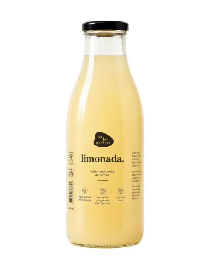 Limonada natural sin aditivos ni conservantes, bebida refrescante de im-perfect, con fruta fresca y sabor auténtico.