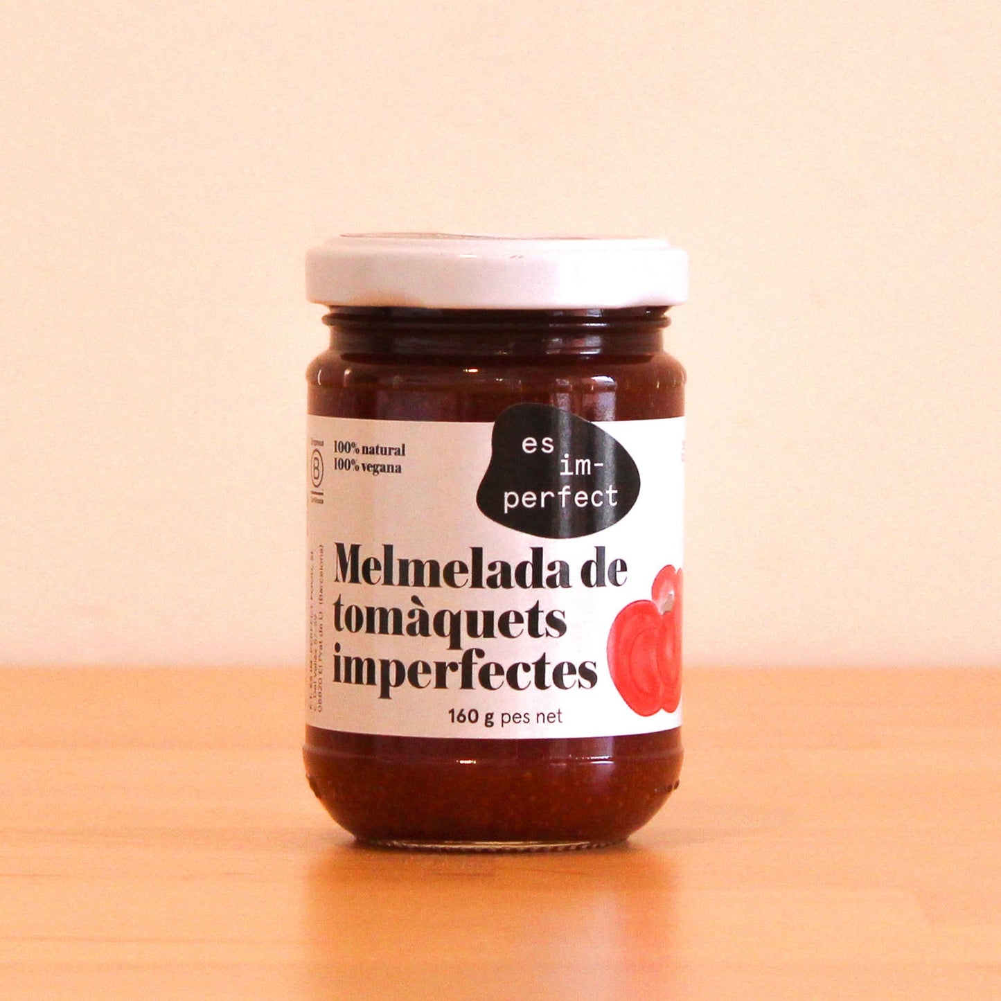 Mermelada artesana de tomate, tarro de la marca es im-perfect.
