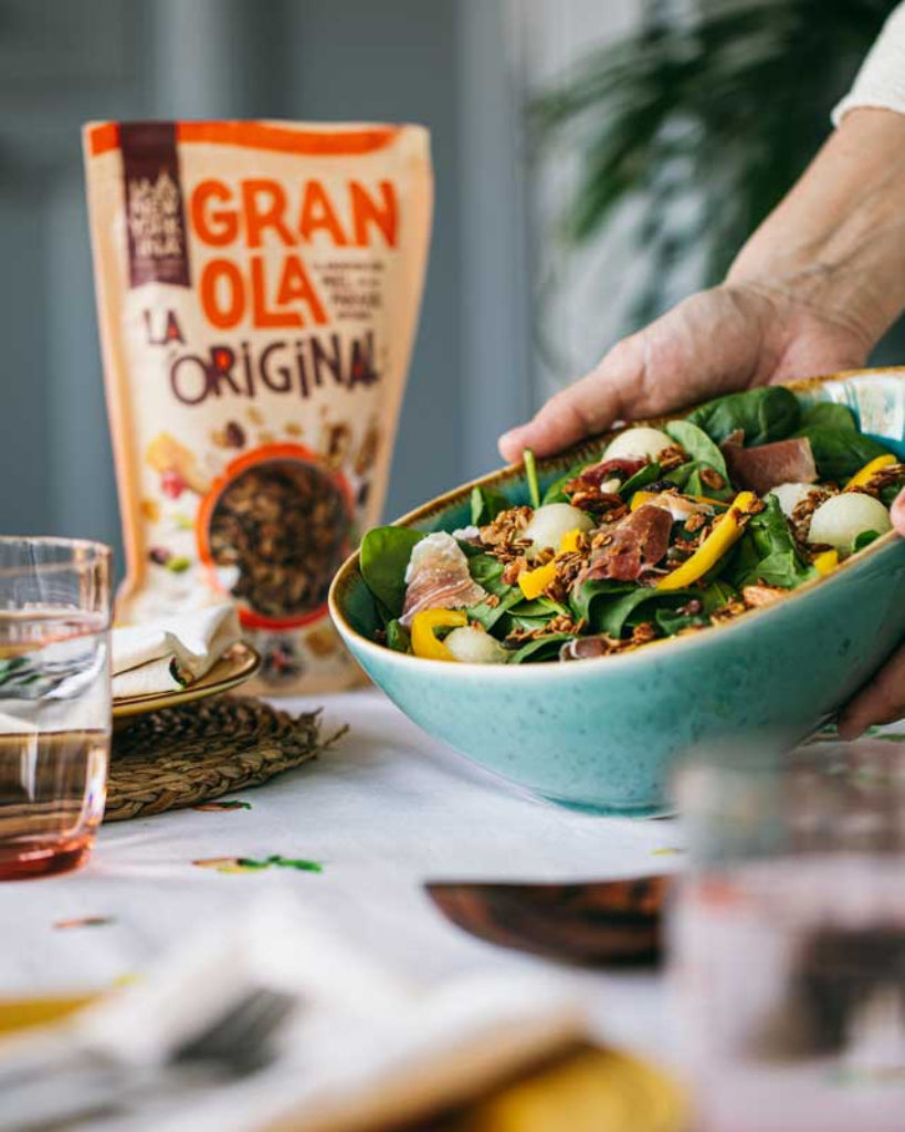 Detalle de ingredientes de Granola Original La Newyorkina, frutos secos enteros