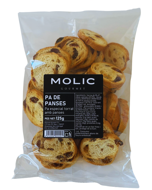 Pan especial tostado con pasas